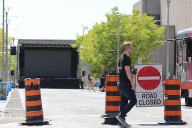 Hundreds of Toronto Raptors fans are expected to pack London's Jurassic Park on Dundas Place between Talbot and Ridout streets on Friday night for Game 4 of the NBA finals. (DALE CARRUTHERS, The London Free Press)