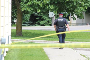 London police probe a shooting at the Ramada Inn on Exeter Road. Photo taken Monday June 17, 2019. Dale Carruthers / The London Free Press