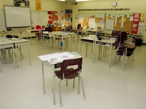 An Ontario classroom awaits its students. (File photo)