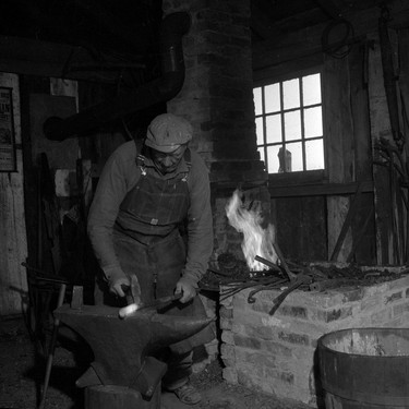 Old village at Fanshawe Pioneer Village. LFP April 22, 1959. (London Free Press file photo courtesy Archives and Special Collections, Western University)