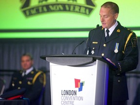 London police Chief Steve Williams, shown in this photo of his swearing-in ceremony in 2019, was the subject last week of a non-confidence vote at general members' meeting of the London Police Association that represents nearly 900 officers and civilian employees. The association said Monday it plans to put the non-confidence motion to a vote of all members. (Free Press file photo)