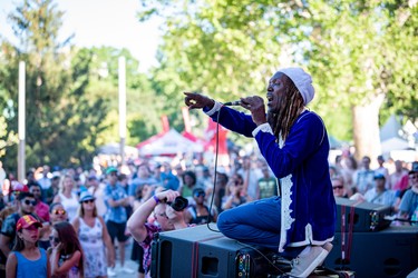 Lazo entertains the crowd during last year’s Sunfest.