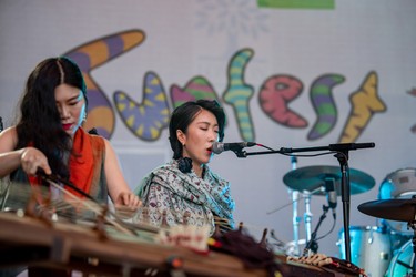 Jeong Ga Ak Hoe from Seoul, Korea on stage at the 2018 Sunfest celebration.