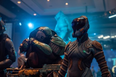 Costumes of Warframe characters by Henchmen Studios, a special-effects shop in Toronto, are modelled at TennoCon Saturday. Each outfit took a team of eight people more than three weeks to make. More than 2,000 people attend TennoCon, an annual convention  at London's convention centre, RBC Place, Saturday which celebrates Warframe, a video game developed by London company Digital Extremes.  (MAX MARTIN, The London Free Press)