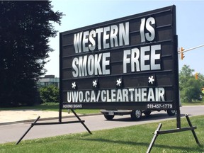Students returning to Western University will have to butt out this fall. The university went smoke free on July 1.  (HEATHER RIVERS, The London Free Press)