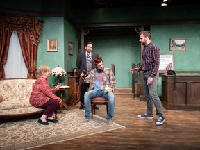 From left Lorna Wilson, Mark McGrinder, Jeff Dingle and Iain Stewart appear in the world premiere of Giving Up the Ghost at Port Stanley Festival Theatre through July 20. (Phil Bell photo)