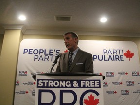 Max Bernier, leader of the People's Party of Canada, announced his party's candidates for Southwestern Ontario ridings Friday afternoon at a downtown event. Sebastian Bron/The London Free Press