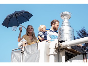 St. Louis Blues star Ryan O'Reilly was paraded through Seaforth on a firetruck for crowds of local supporters. (MAX MARTIN, The London Free Press)