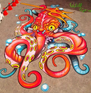 Will Graham won best of show at London’s Expressions in Chalk competition for his eye-catching octopus.