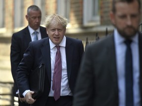 Conservative leadership favorite Boris Johnson arrives at his office on July 22, 2019 in London, England. (Photo by Peter Summers/Getty Images)