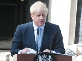 Boris Johnson, arrives at No 10 Downing Street, and makes his speech as the new Prime Minister, as his father and partner Carrie Symonds watching.  Featuring: Boris Johnson Where: London, United Kingdom When: 24 Jul 2019 Credit: WENN.com