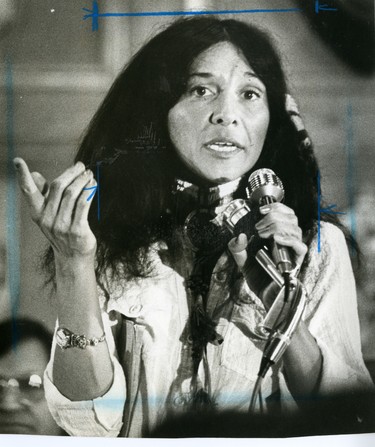 Buffy Sainte-Marie, singer performs at UWO's Great Hall, 1978. (London Free Press files)