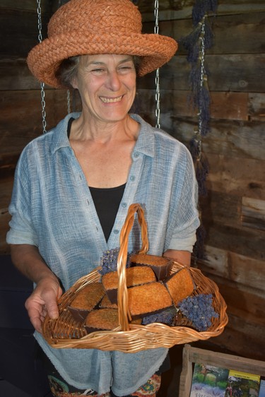 Louise Vidricaire, owner of Azulee presents guests with a basket of  lavender lemon cakes made using organic lavender grown on her Charlevoix, Quebec farm. The heritage farmstead was built around 1844 and is open for daily guided tasters tours mid-May through October. Visitors are also invited to roam the fields of herbs and edible flowers on their own. 
BARBARA TAYLOR London Free Press