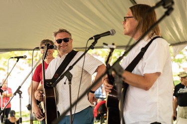 Former Barenaked Ladies singer Steven Page performs alongside The Odds’ Craig Northey and The Pursuit of Happiness’s Moe Berg as three members of the Trans-Canada Highwaymen.