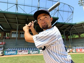 Yuki Yasuda of the Majors at Labatt Park in London, Ont.  (Paul Vanderhoeven/The London Free Press)