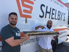 Shelby's Food Express co-owners Yazan El-Shalabi, left, and Yasser Ali are hoping to set a world record with a 150-foot long chicken wrap at London Ribfest Aug. 2.