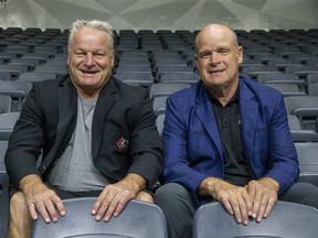 Dale (left) and Mark Hunter were tapped by Hockey Canada to help bring back gold from the Czech Republic at the world junior hockey championship. Dale is the head coach and Mark is part of Hockey Canada's Program of Excellence management group. (Derek Ruttan/The London Free Press)