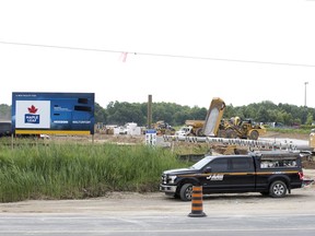 Construction of Maple Leaf Foods' $660-million chicken processing plant on Wilton Grove Road at Commerce Road  in London continues. (Derek Ruttan/The London Free Press)