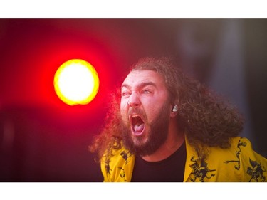 Eric Vanlerberghe, does some screamed vocals for the band I Prevail at Start.ca's Rock the Park in London on Thursday, July 11, 2019.  Mike Hensen/The London Free Press