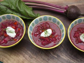 Vegetarian borscht  at Jill's Table. (Derek Ruttan/The London Free Press)