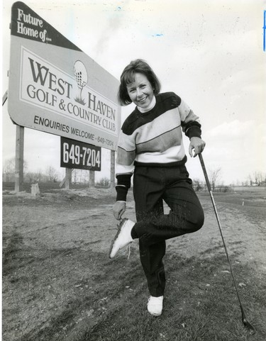 Patty Howard, London golf pro at the new West Haven Golf & Country Club, 1990. (London Free Press files)
