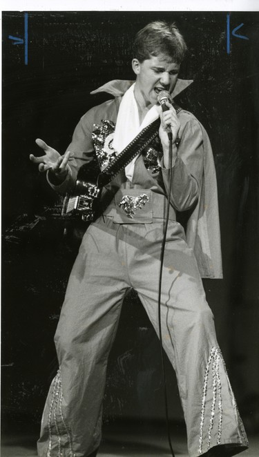 Peter Doiron won a talent contest at Western Fair for his impersonation of Elvis, 1987. (London Free Press files)