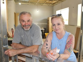 Carl Gross and Silke Ware, owners of Alley Cat, the city's first cat café, stand inside what will become the cat lounge on Wednesday July 10, 2019 in Stratford, Ont. (Terry Bridge/Stratford Beacon Herald)