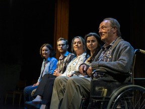 Caroline Gillis, Nathan Howe, Jane Spidell, Rachel Jones and Robert King star in Blyth FestivalÕs In the Wake of Wettlaufer, co-written by Kelly McIntosh and Gil Garratt and running until Sept. 6. 
(Terry Manzo photo)