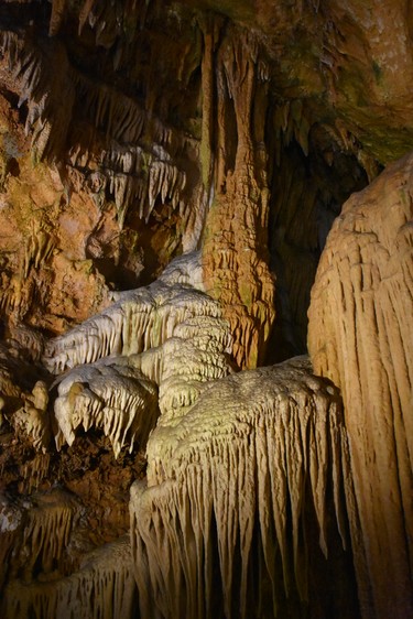 An explosion of stalactites (hanging down) and stalagmites (protruding from the cave floor) greet visitors to Luray Caverns, Virginia. Guided tours of the fascinating 2.4- km trek take about an hour winding through narrow passages and enormous cathedral-sized rooms.
BARBARA TAYLOR The London Free Press
Luray Caverns, Virginia
June 2019