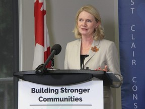 Liberal MP Kate Young was in Strathroy on Tuesday announcing an investment of $8 million to support flood management and erosion protection projects along the St. Clair River in Sarnia and the Township of St. Clair. JONATHAN JUHA/THE LONDON FREE PRESS