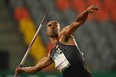 Londoner Damian Warner competes in the men's javelin throw as part of the decathlon during the 2019 Pan-American Games in Lima, Peru on August 7, 2019. (Photo by LUIS ROBAYO / AFP)