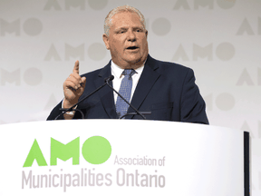 Ontario Premier Doug Ford speaks at the Associations of Municipalities of Ontario conference in Ottawa, Aug. 19, 2019.