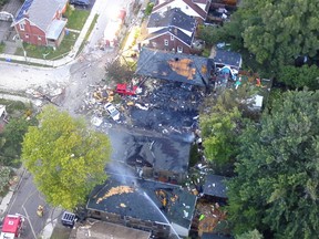 London Police provided the City of London with these aerial shots of the explosion scene from Old East Village Thursday morning. (Twitter)