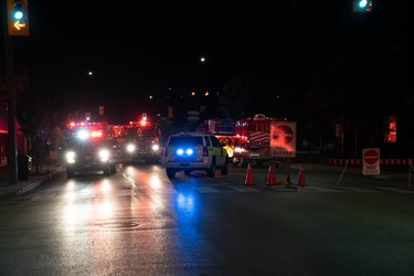 Images from the area where an overnight natural gas explosion and fires occurred after a car going the wrong way on a one-way street slammed into a home late Wednesday. (Max Martin, The London Free Press)