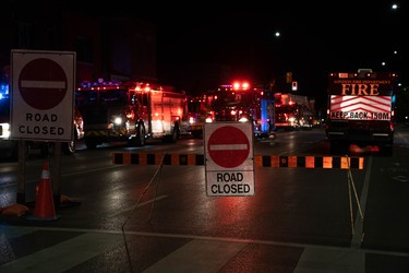 Images from the area where an overnight natural gas explosion and fires occurred after a car going the wrong way on a one-way street slammed into a home late Wednesday. (Max Martin, The London Free Press)