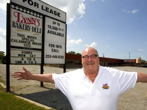 Roy O'Connor the owner of Lynn's Bakery & Deli on Dundas Street no longer has to deal with a possible reopening of a strip bar next door after buying the entire plaza. (Mike Hensen/The London Free Press)