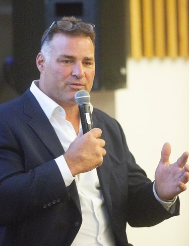 Eric Lindros talks during a panel discussion at his concussion seminar at Western in London, Ont.   Mike Hensen/The London Free Press/Postmedia Network