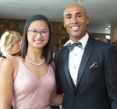 Maggie Mac Neil and Damian Warner at Logan Couture's All-In for Brain Research charity event at Centennial Hall in London, Ont.   Mike Hensen/The London Free Press/Postmedia Network