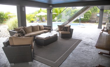 A comfortable patio lounge area is located on the ground level. (Mike Hensen/The London Free Press)