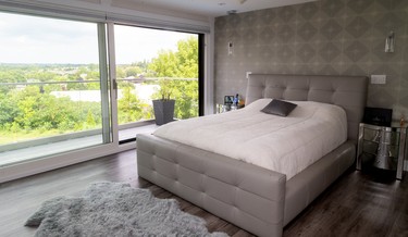 The master bedroom of the Byron home features a northeastern view toward London’s core. (Mike Hensen/The London Free Press)