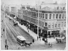 Dundas and Richmond Streets, looking east, 1883. A Western researcher says about 14 brothels in London's downtown made the area a hotbed for sex trafficking and prostitution. ( Ivey Room Family archives)
