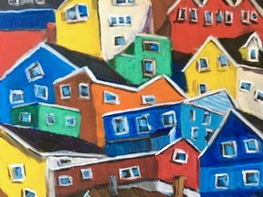 Northern Towns by London artist Don Earle, of the artist group The Shady Artists, is part of their annual exhibition in support of My Sister's Place on at Tap Centre for Creativity until Sept 14.