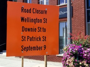 A sign warns Stratford residents about upcoming road closures for the filming of a four-episode Netflix series. (Handout)