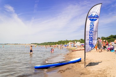 Port Stanley beach was packed on Saturday morning as beachgoers came out in full force for the long weekend.