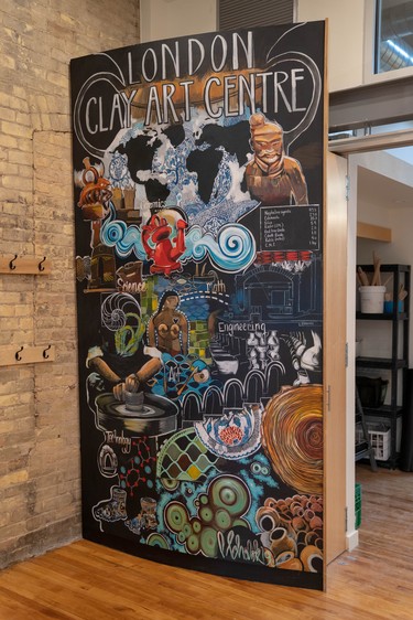 The London Clay Art Centre is participating in Doors Open London ahead of their 10th anniversary at their Dundas Street location. They will offer tours of the restored historic building. A mural made by Pamela Scharback depicts the art of clay. (MAX MARTIN, The London Free Press)