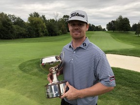 Patrick Fishburn of Ogden, Utah, shot 21-under par to win the Mackenzie Tour Canada Life Championship Sunday at Highland Country Club. (Paul Vanderhoeven, The London Free Press)