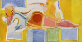 Untitled (Woo Loong Tea), Day Glo Paint, Collage on paper, 1962, 36 x 24 in. by Greg Curnoe. (Courtesy Michael Gibson Gallery)