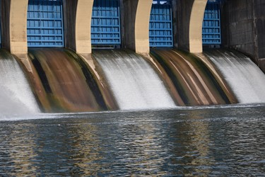 The Thames River is aglow as it pours from London's Fanshawe Dam in the early evening. (BARBARA TAYLOR, The London Free Press)