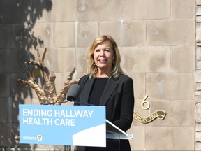 Minister of Health Christine Elliott announced Friday the province is giving $1.6 million toward the building of a residential hospice in Elgin County. (Laura Broadley/Times-Journal)