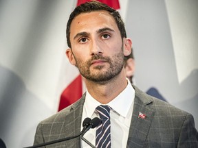 Ontario Minister of Education Stephen Lecce gives remarks at a press conference in Toronto, on, August 22, 2019. THE CANADIAN PRESS/Christopher Katsarov